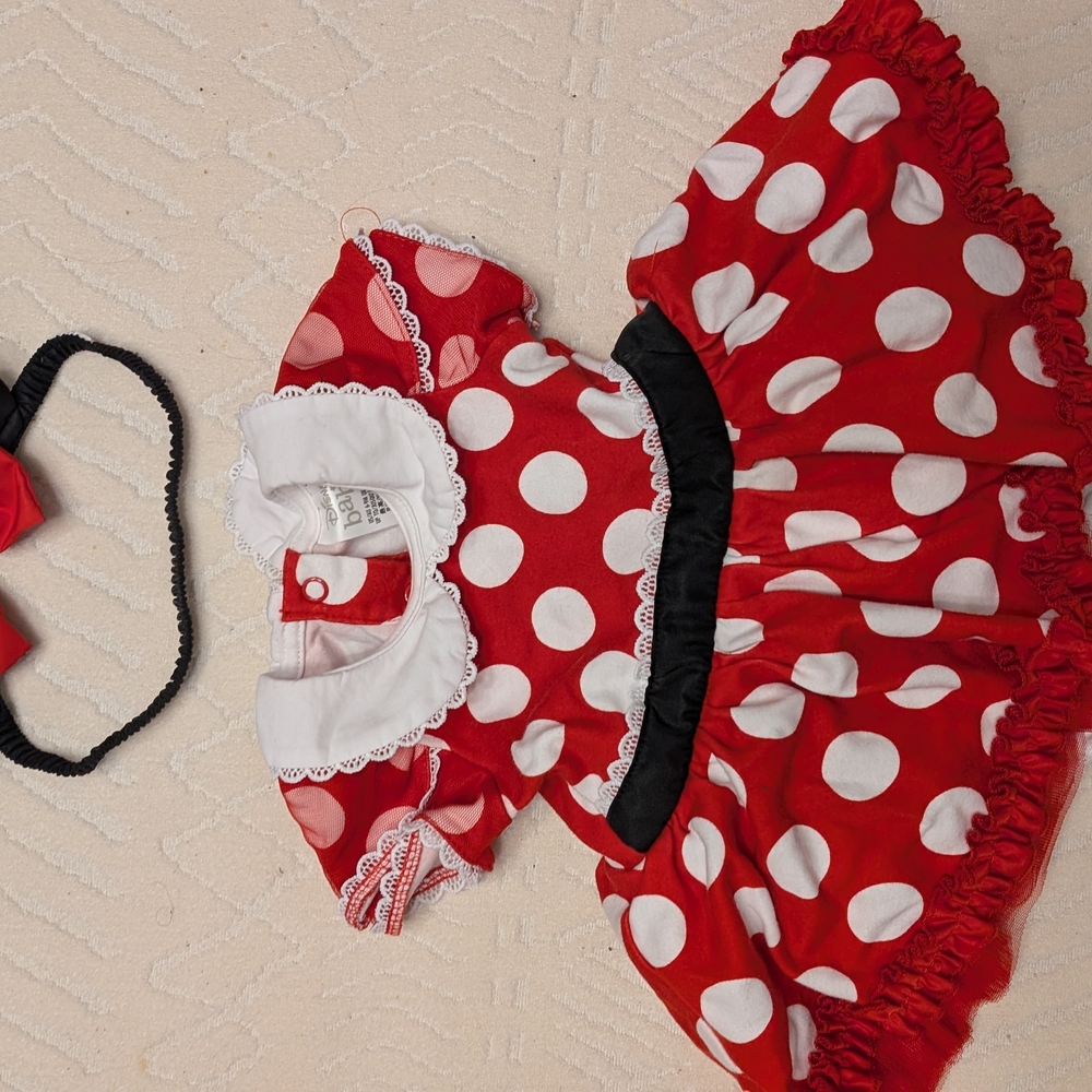 Disney Red and White Polka Dot Dress with Headband